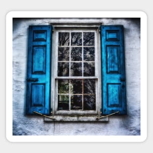 Blue Shutters - Old Window Sticker